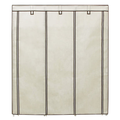 SONGMICS wardrobe, foldable fabric closet with 2 clothes rails, 175 x 150 x 45 cm, Beige RYG12M