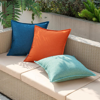 EMEMA Outdoor Cushion Weatherproof Cushion Cover Waterproof Sofa Cushion Waterproof Decorative Cushion 50x50 cm Pillow Covers Decorative Pillow Cover Set of 2 for Garden Sofa Living Room Bed Cyan