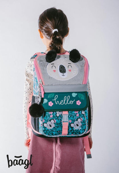 School bag set for girls, 5 pieces - suitable for 1st grade - elementary school backpack with chest strap - ergonomic school backpack (Baby Koala)