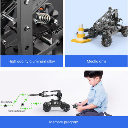Robot kit, robot toy, experiments for kids 8+, 2-in-1 robot arm car with electronic programming and remote control, STEM kids' toy, birthday gifts for kids.