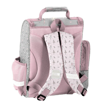 Familando girl's school backpack set Ballerina, 8-piece, ergonomic satchel with reflectors, from 1st grade with pencil case and sports bag (Ballerina)