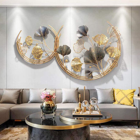GXSDYYDS wall decoration, metal wall decor 3D Ginkgo Leaf modern luxury wall decoration tree leaves art vintage decor wall decoration wall jewelry living room metal pictures wall decoration hotel, 110 cm