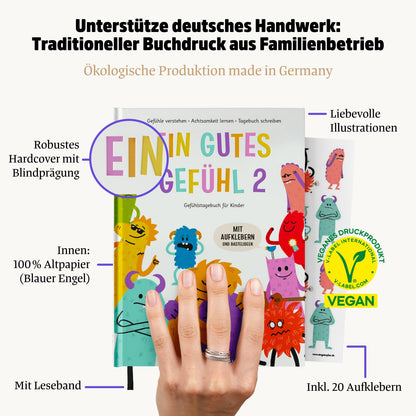A Good Feeling 2 - Emotion Diary for Children aged 7 to 12 (Part 2) - Understanding Emotions, Learning Gratitude, and Practicing Self-Love - 10 new feelings and puzzles - With stickers and poster