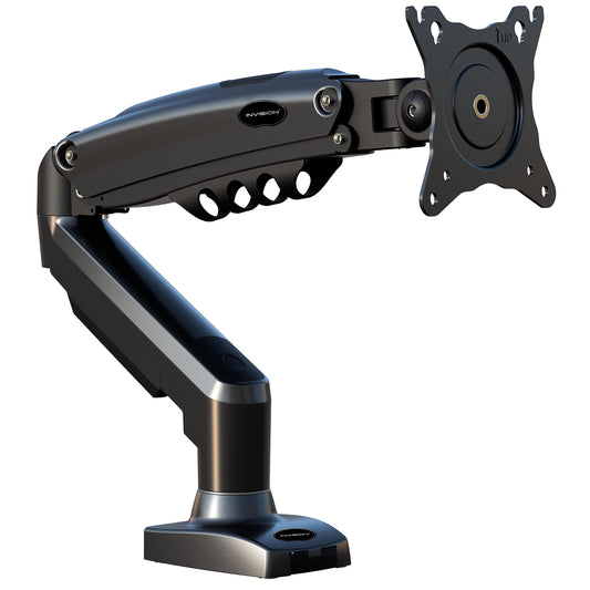 Invision Monitor Mount for 19-32 inch screens, VESA 75 & 100mm Single Arm Desk Clamp Stand, Adjustable Height with Tilt, Swivel, Rotate, Increased Weight Capacity of 2-9kg (MX200)