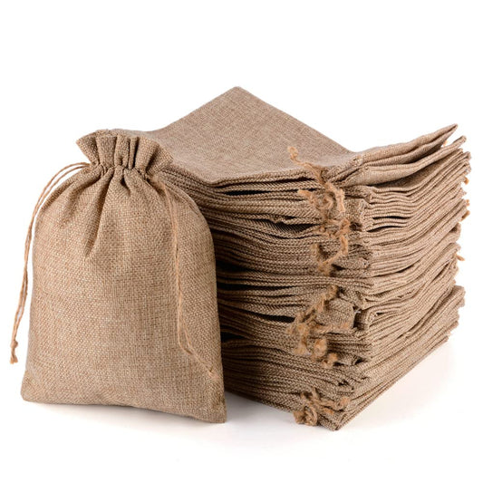 CLTPY 30 Pieces Burlap Bags 15x20 cm with Drawstring, Gift Bags Cotton Bags for Advent Calendar, Jewelry Wedding Party Favors Christmas
