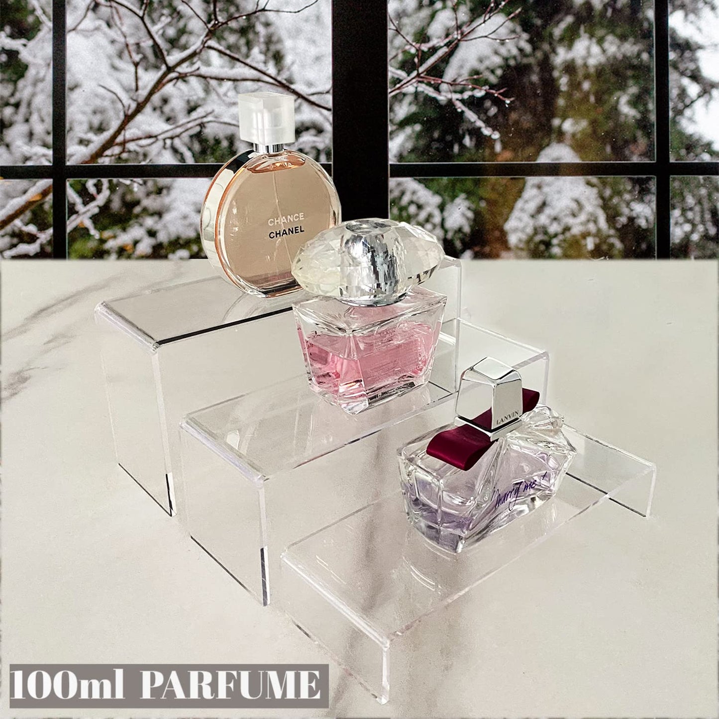 6 Piece Acrylic Clear Display Shelf Riser Stand Holder 2 Sets 3 Sizes Jewelry Display Shelf Buffets Cupcakes Figures Presentation Sales Stand Dessert Organizer Decor Shoe Rack (Clear)