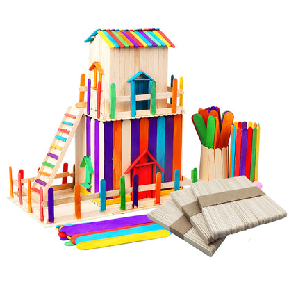 1000 pieces of wooden ice cream sticks, versatile for crafting and DIY projects. Great for making crafts and DIY projects, these wooden sticks can be used in various ways.