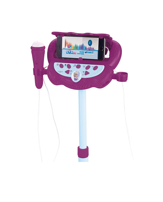 Lexibook, The Ice Queen, Illuminating Speaker on Stand for Kids, musical game, adjustable height, light effects, 2 microphones included, MP3 plug, Aux-in cable plug, purple, S160FZ.