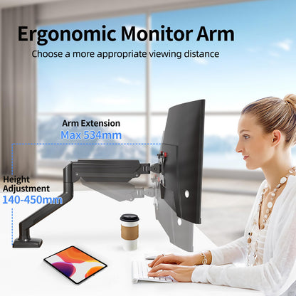Suptek monitor mount for 13-32 inch LED LCD screen up to 9kg, monitor arm with gas spring, 360° rotation height adjustable swivel tilt, monitor bracket VESA 75x75/100x100mm, MD01A.