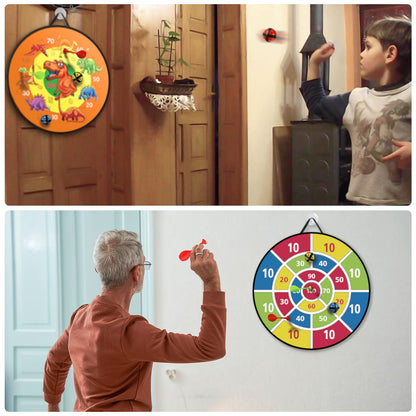 Children's dart board - 26 inches, Montessori toy with dinosaur theme dart board with 12 balls board games toy, two-sided safe game gift outdoor indoor game choice, 66cm