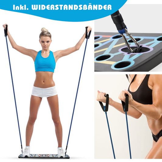 Body & Mind® Push-Up Plank Board; Foldable Multifunction Elite Rack Fitness Board for Full Body Training & Effective Push-Ups; Push-Up Handles with Free Training Bands & E-Book.