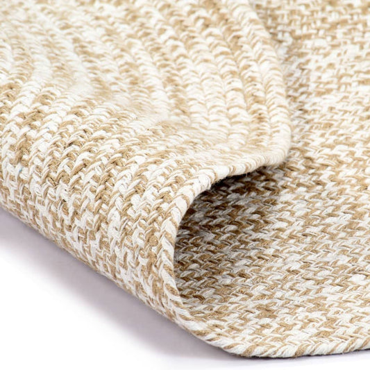 Handmade Jute White and Brown 180 cm Carpet Round Outdoor Rug Washable Living Room Carpet Small Two-Tone
