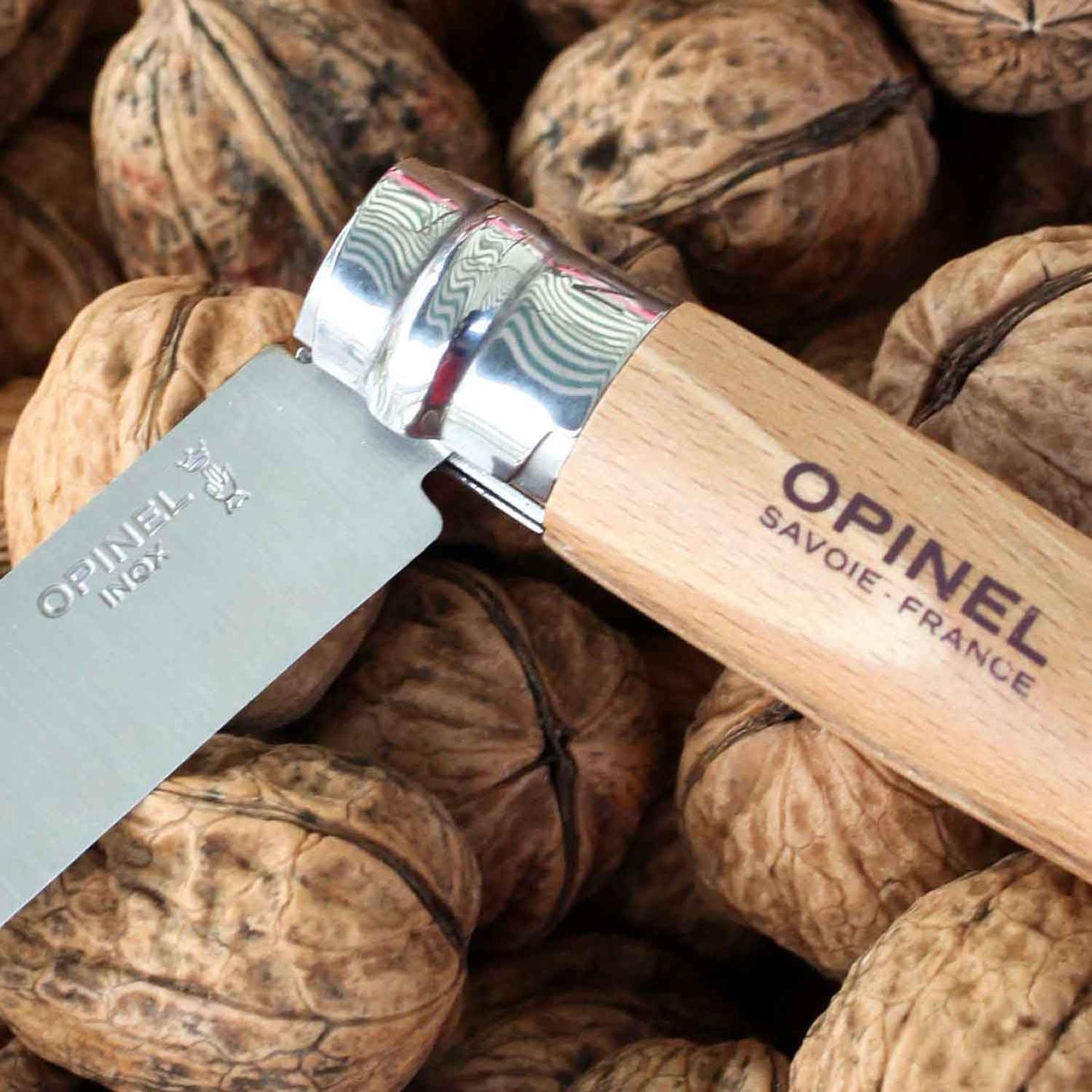 Opinel O001084 pocket knife, beige, 12 cm, hardwood brown