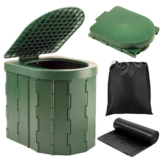 KINSPORY Camping Toilet, Portable Toilet, Separation Toilet, Portable Toilet for Outdoor or Indoor, Folding Potty for Car Camping (Green with lid)