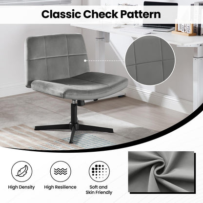 WOLTU Office Chair without armrests, height adjustable swivel chair without casters, desk chair with velvet cover, reading chair with wide seat, rocking function, 150 kg load capacity, Dark Grey, BS158dgr