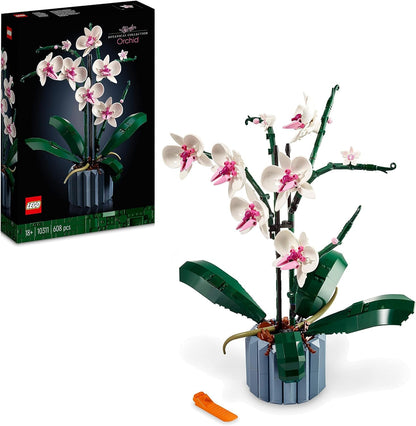 LEGO 10309 Icons Succulent Botanical Collection Set for adults to craft room decor with 9 buildable artificial mini plants, Home Decor & 10311 Icons Orchid Set for adults.