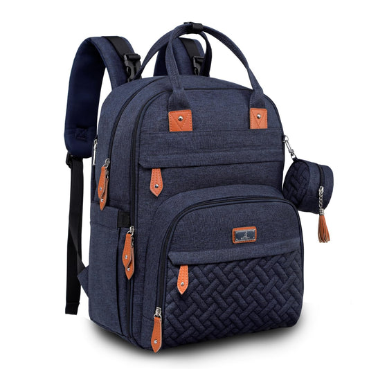 BabbleRoo Diaper Bag Backpack - Large Capacity, 17 Pockets, Water-Resistant - with Changing Pad, Removable Pacifier Holder, Stroller Straps - Travel Backpack for Mom & Dad