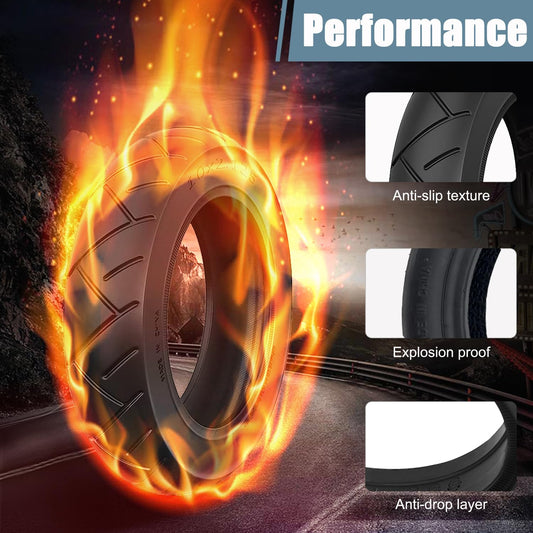 OUXI 10 inch tire E Scooter with tube 10x2.125 0° valve angle Anti-slip outer and inner tire for electric scooter Scooter Electric scooter rubber tires with 3 mounting tools