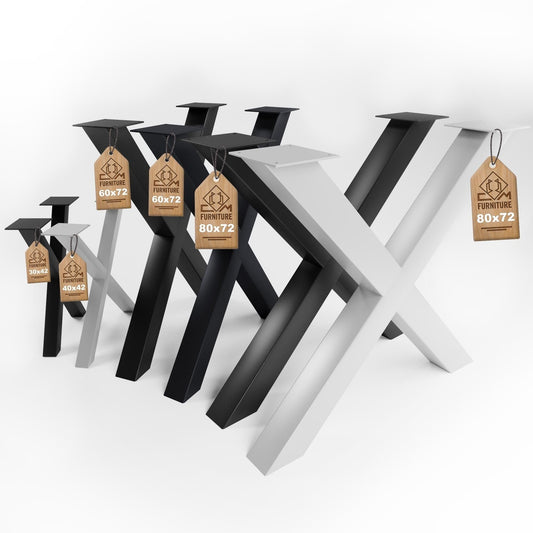CM Furniture X-Form Table Legs Height Adjustable Metal Anthracite X Outdoor/Home TABLE BASE 80x72 cm Garden Table Desk Dining Table Furniture Legs Table Feet Living Room Anti-Scratch Pads 2 Pieces