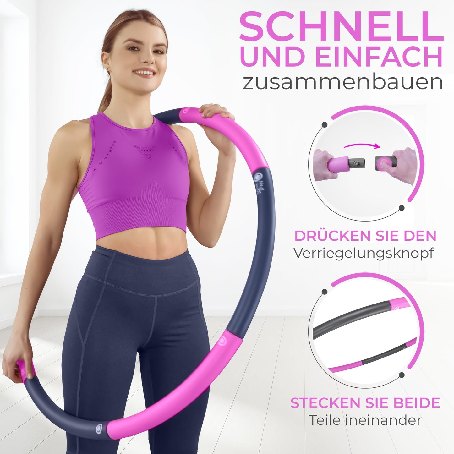 SummerFan Hula Hoop for Adults for Weight Loss 1.5kg without Waves and Bumps [1.5kg, 100cm, 8 Segments] - Hullahub Fitness Sport
