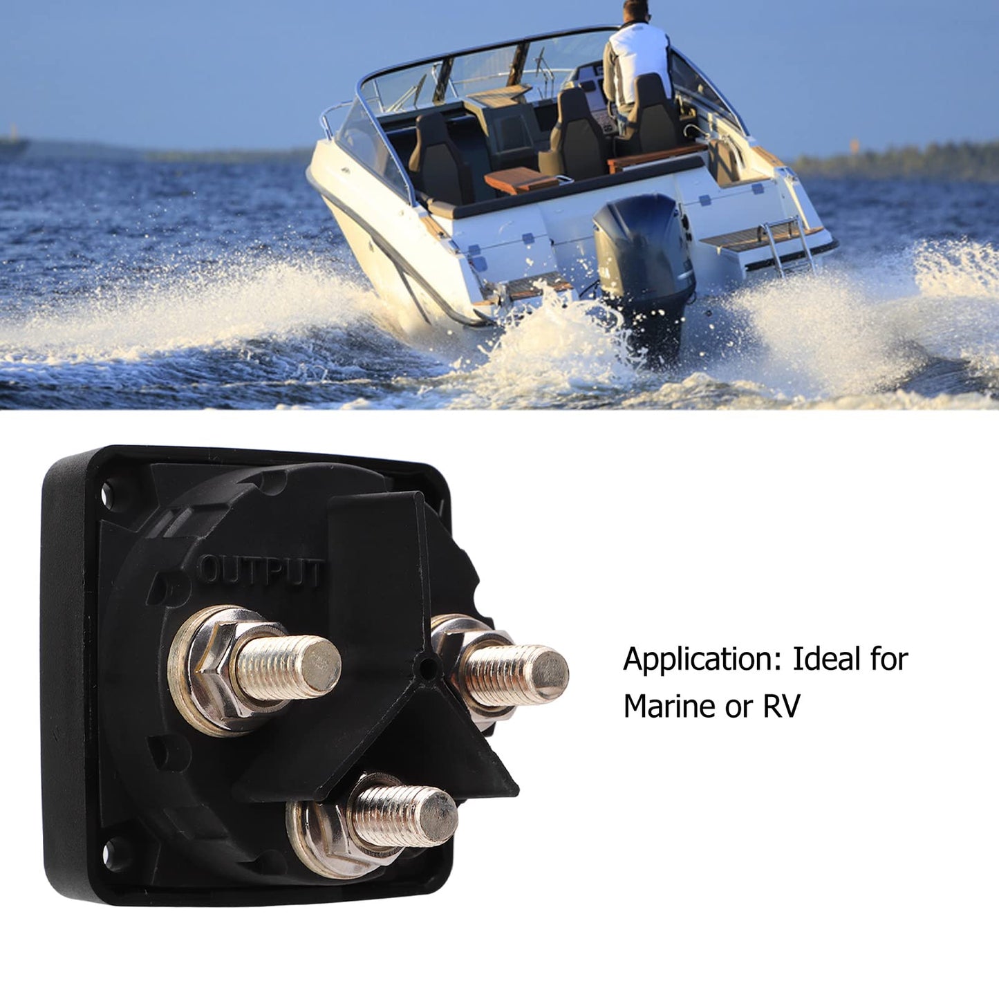 Aramox Battery Switch, 300A Battery Selector Switch, Sturdy 3-Position Marine Battery Disconnect Switch for RV Boats