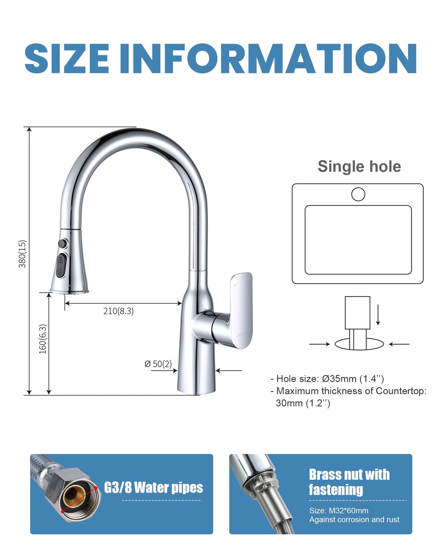ARCORA kitchen faucet pull-out kitchen faucet 360° swivel sink faucet for kitchen sink mixer tap single-handle sink mixer