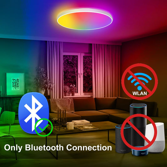 OPPEARL LED Ceiling Light Dimmable with Remote Control, 24W 16 Million RGB Color Changing Smart LED Ceiling Light Controllable via App, 2400LM Ceiling Lighting Ø30CM Lamp for Living Room Bedroom, White