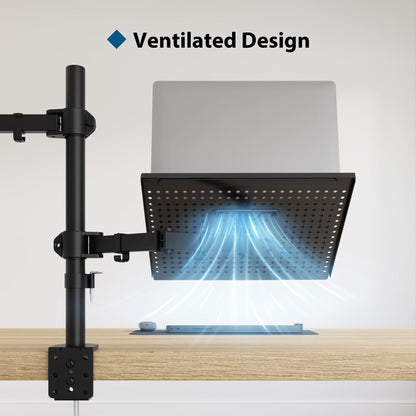 BONTEC Monitor Stand with Laptop Arm for 13-32 inch LCD LED Screen up to 15.6" Notebook, Tilt, Swivel, Monitor Laptop Mount Desk with Clamp, VESA 75x75-100x100mm.
