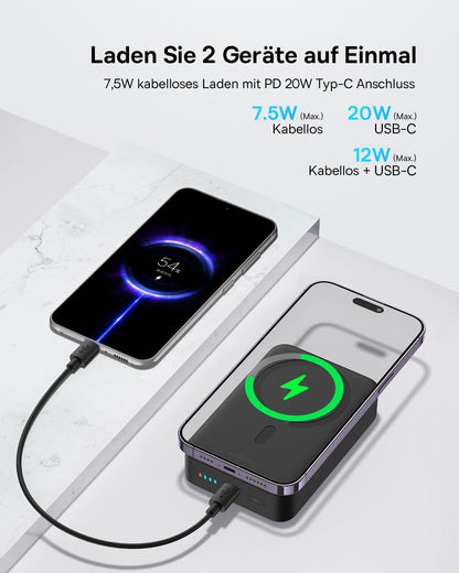 Baseus Magsafe Powerbank, 20000mAh Magnetic Powerbank Fast Charging, PD 20W Wireless Powerbank with USB-C, External Battery for iPhone 15/14/13/12 Series