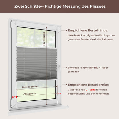 All-in-one pleated blinds without drilling, Klemmfix anthracite 40x180cm (WxH), pleated roller blind with clamp holder, blinds for windows and doors, privacy and sun protection.