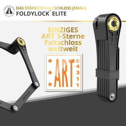 FoldyLock Elite bike lock with key - Patented folding lock with mounting bracket - Sold Secure Gold winner bicycle accessory - High security for city bikes and eBikes - 110 cm