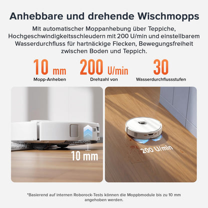 roborock Qrevo Curv S5X robotic vacuum cleaner with mopping function, emptying station, Dual Anti-Tangle-System, 18,500 Pa suction power, 75°C hot water mopping, Intelligent dirt detection, All-in-One Dock (White)