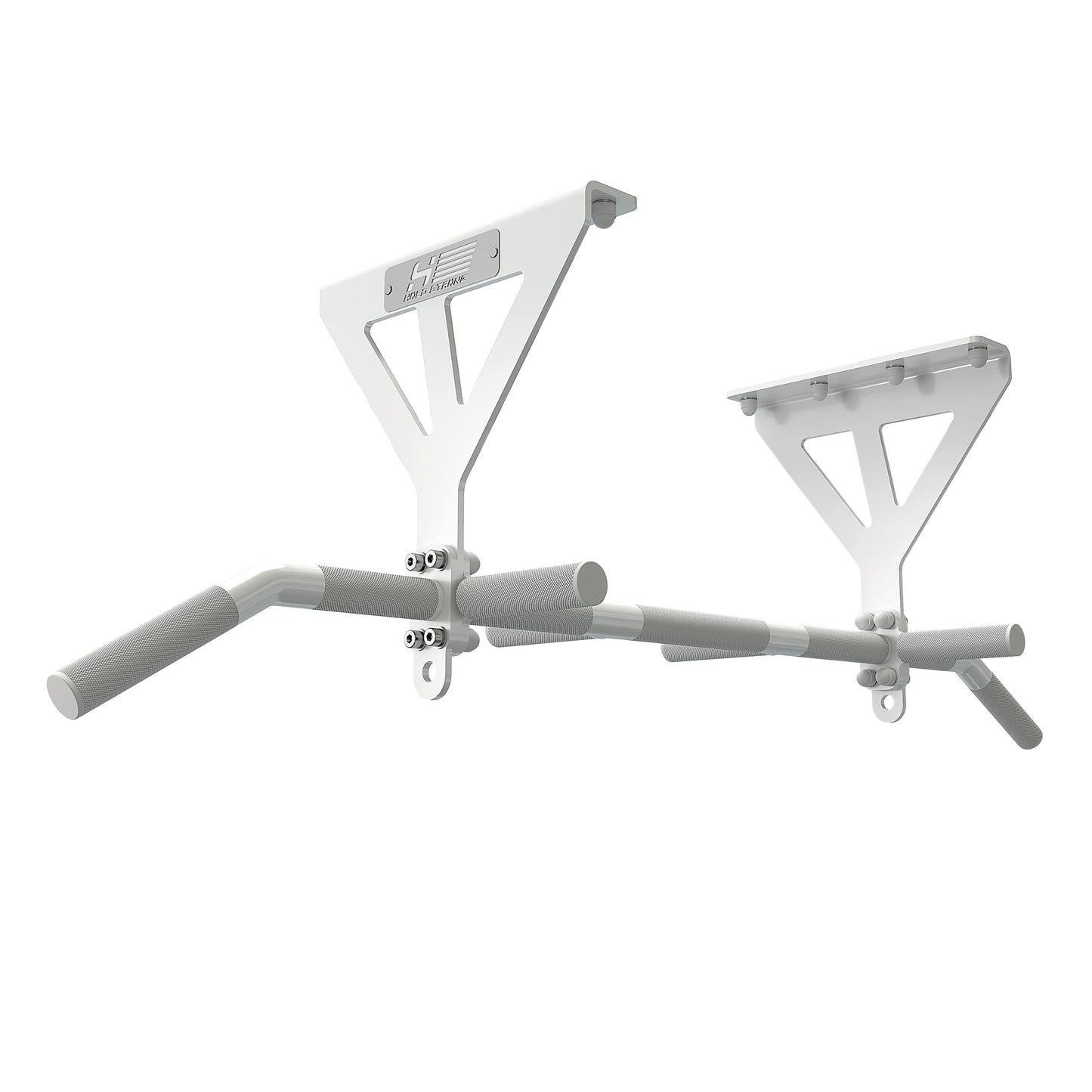 HOLD STRONG Fitness Pull-Up Bar for Ceiling Mount, HS-K-D6W, White, Studio Approved, 6 Non-slip Handles, Pull Up Exercises & more, incl. E-Book & Mounting Material, extremely sturdy
