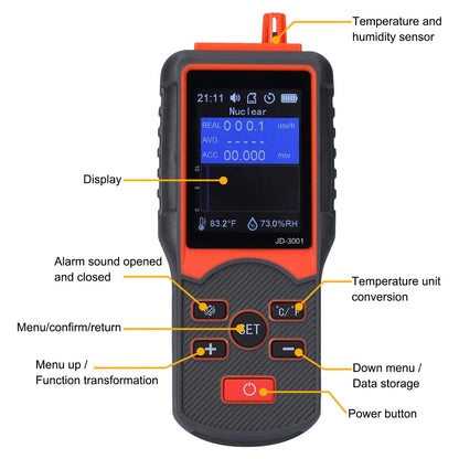 JD-3001 Nuclear Radiation Detector Geiger Counter Contamination Monitor Portable Outdoor Dosimeter Electromagnetic Radiation Detector