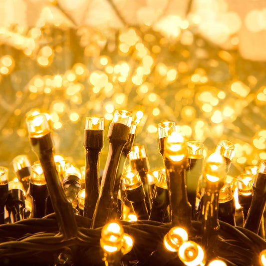 Quntis 2000 LEDs 50M Outdoor Warm White String Lights, Christmas Lights Indoor Plug-in, IP44 Outdoor String Lights, 8 Modes Christmas Decor for Garden Christmas Tree Bushes Balcony Patio Room