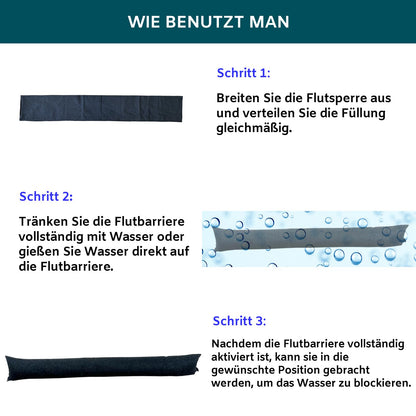 4 pieces of 150CM water-activated flood barriers for house doors, sandless flood protection bags for garages and basements (150CM-4 pieces)