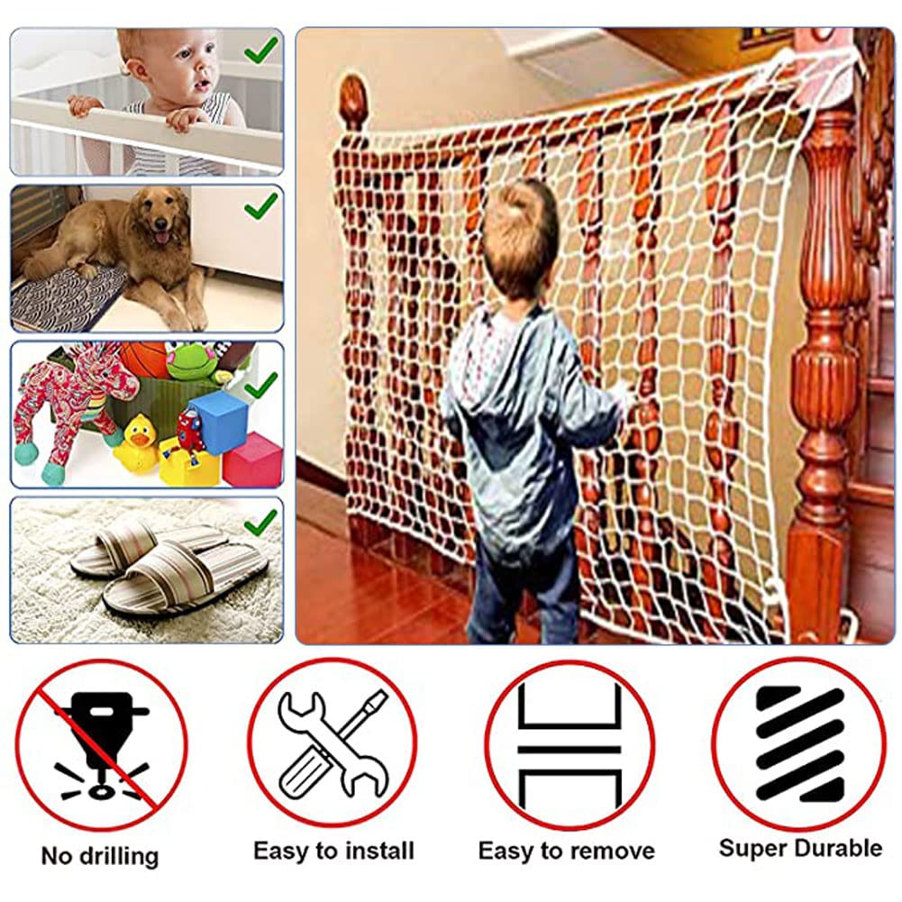 KACQIYT White Safety Net Cat Net Protection Net Child Bunk Bed Stairs Balcony Window Enclosure Fall Protection Safety Guard Amusement Park Decoration Safety Net Multi-purpose Safety Net