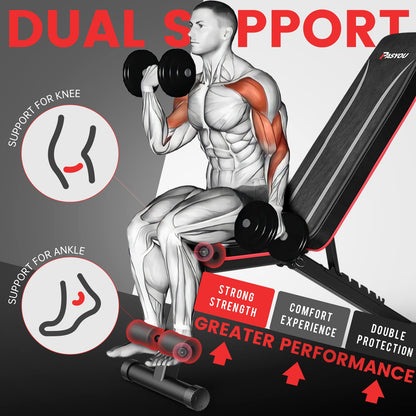 PASYOU Foldable Adjustable Weight Bench, Multifunctional Incline Bench for Full Body Workout, 7 in 1 Fitness Bench for Home or Gym, 230kg Weight Capacity.