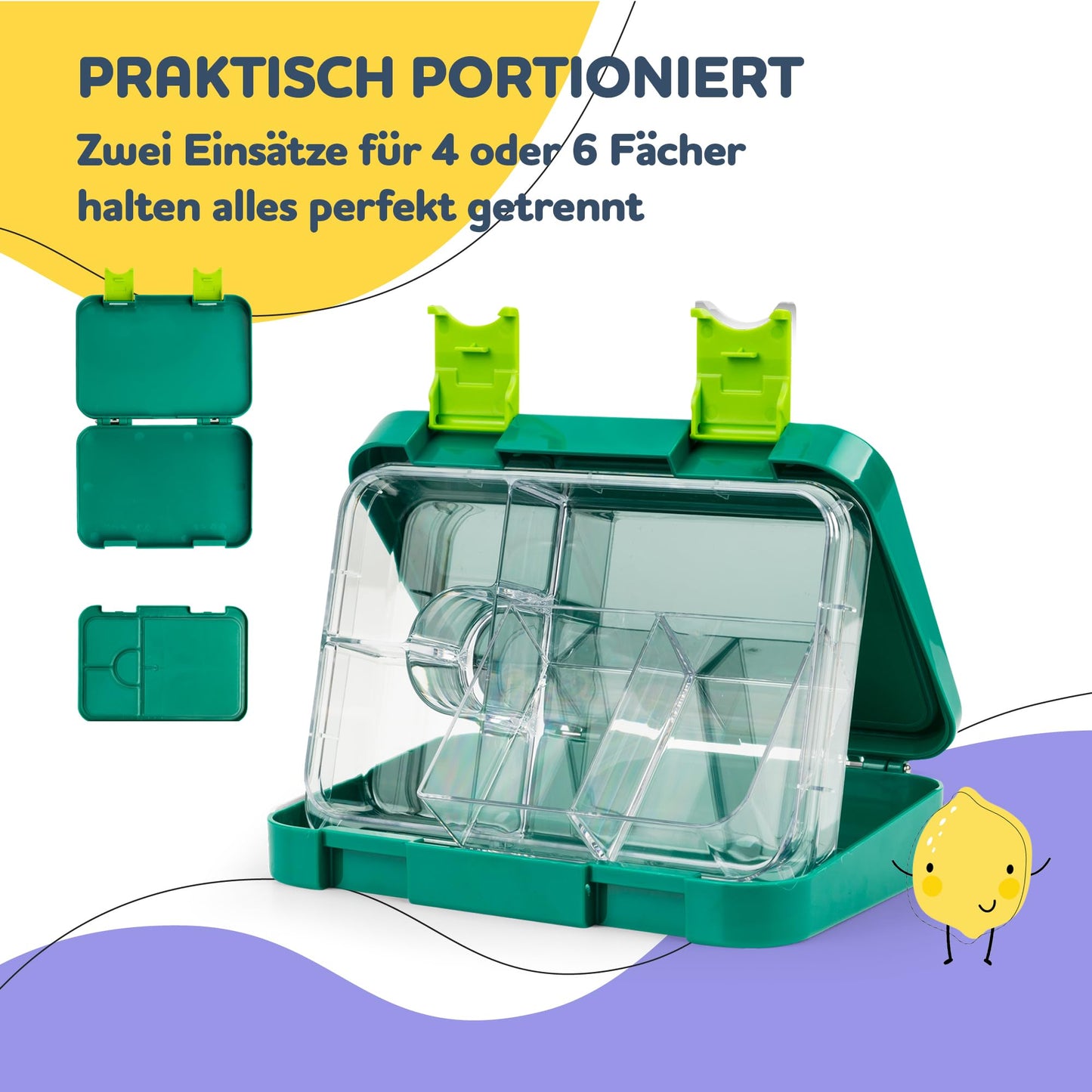 Slurp Junior lunch box for kids with compartments, colorful, divided & leak-proof, BPA-free lunchbox for daycare, bento box, safe snack box.