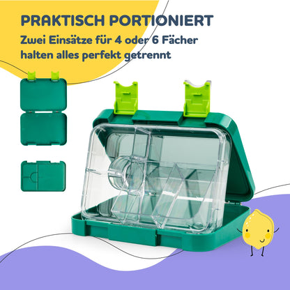 Slurp Junior lunch box for kids with compartments, colorful, divided & leak-proof, BPA-free lunchbox for daycare, bento box, safe snack box.