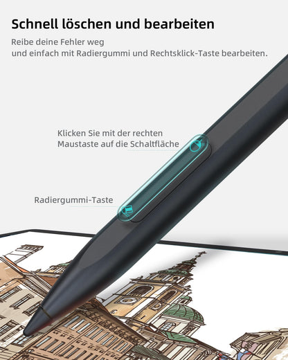 Metapen M1 Stylus for Surface, 1024 pressure levels, USB-C charging (300 hours battery life), Built-in dual magnets, Tablet Pen compatible with Surface Pro X/8/7/6/5/4/3, Surface 3, Surface Duo/Surface Duo 2.