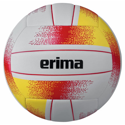 Erima Unisex-Adult Allround Volleyball (7402302), white/red/yellow, size 5.