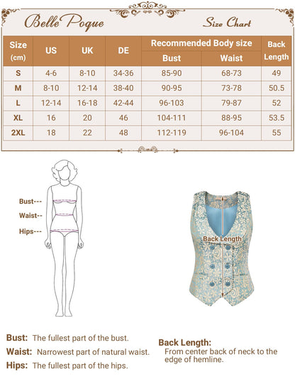 Belle Poque Women's Vintage Double-Breasted Coat with V-Neck and Handkerchief Hem
