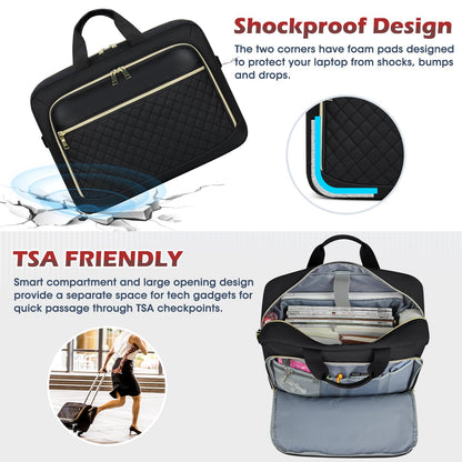 NEWHEY 17.3 Inch Laptop Bag for Women Briefcase Computer Bag Business Notebook Case Waterproof Shoulder Bag Crossbody Bag for Business Black.