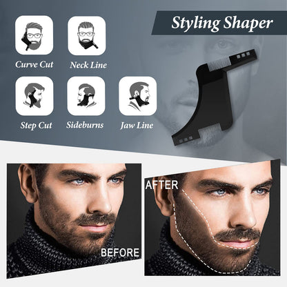 Beard grooming set for men, Oukzon 10 in 1 Premium Beard Gifts for Men - 60ML Beard Shampoo, 60ML Beard Conditioner, Beard Oil, Beard Balm, Beard Comb, Beard Brush, Beard Scissors, Beard Stencils, Travel Bag.