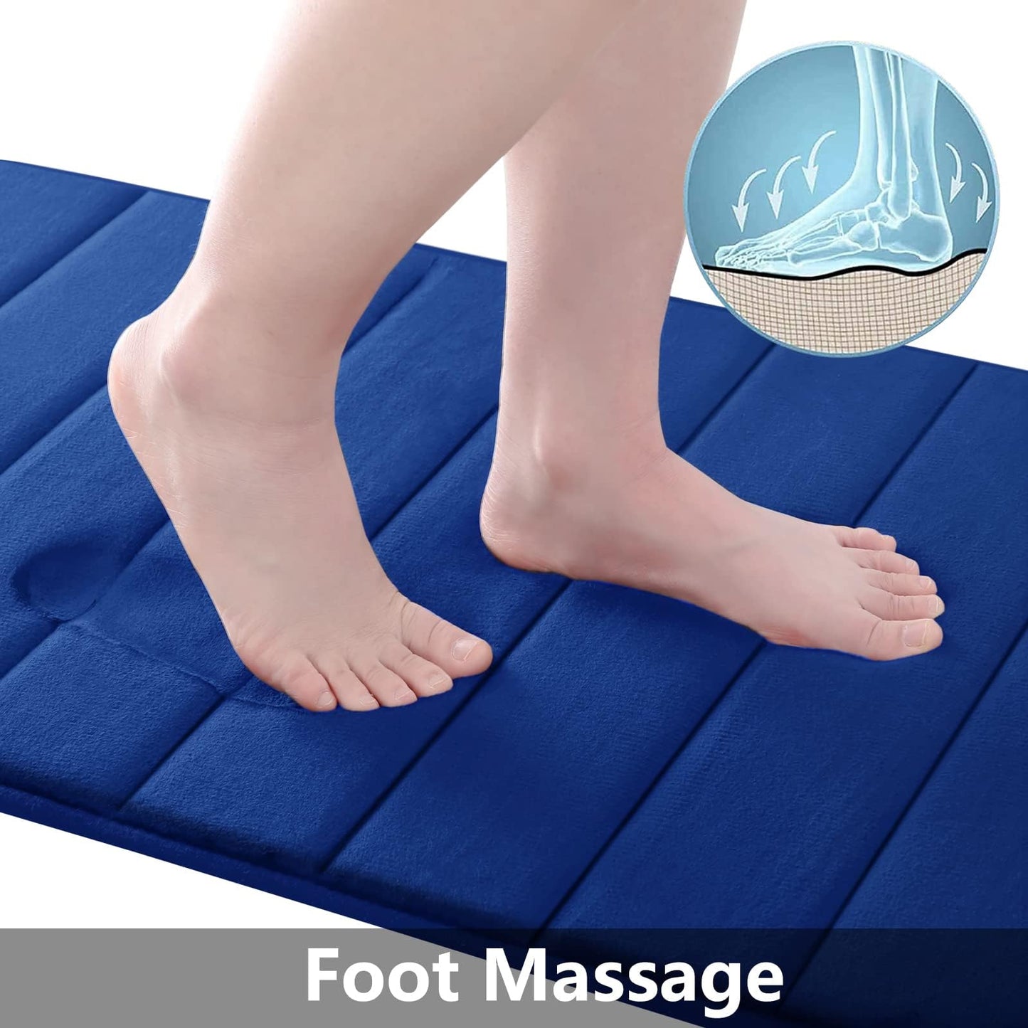 Homaxy Memory Foam Bathroom Bath Mat Absorbent Non-Slip Bath Rug Washable Bath Mat - 51 x 76 cm, Navy Blue