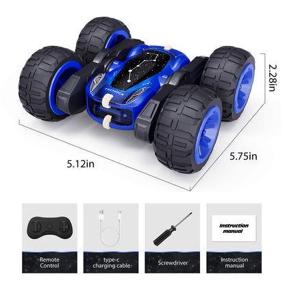 Tecnock 2025 Remote Control Car with 2.4 GHz Remote 360°Flip Stunts Rc Car Monster Truck with Colorful Lights for 6-12 Year Olds Outdoor Toy Gift for Young Children