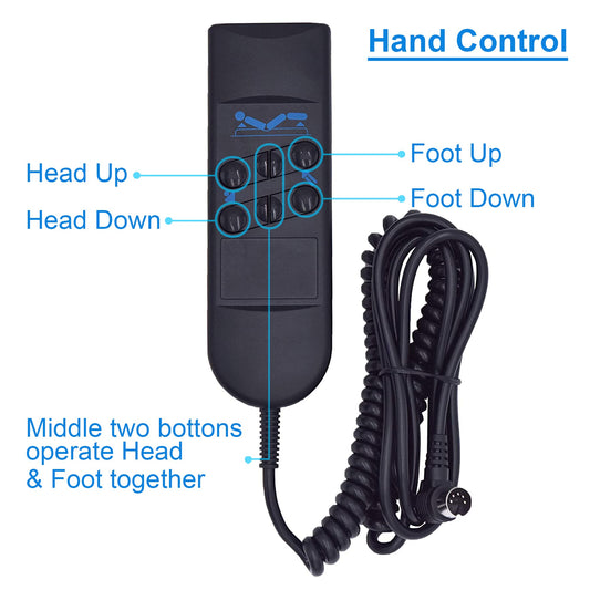 Fromann hand remote control recliner electric controller handset with 6 buttons 5 pin connector for adjustable hospital bed lift chair power recliner with Okin Okimat II motor.
