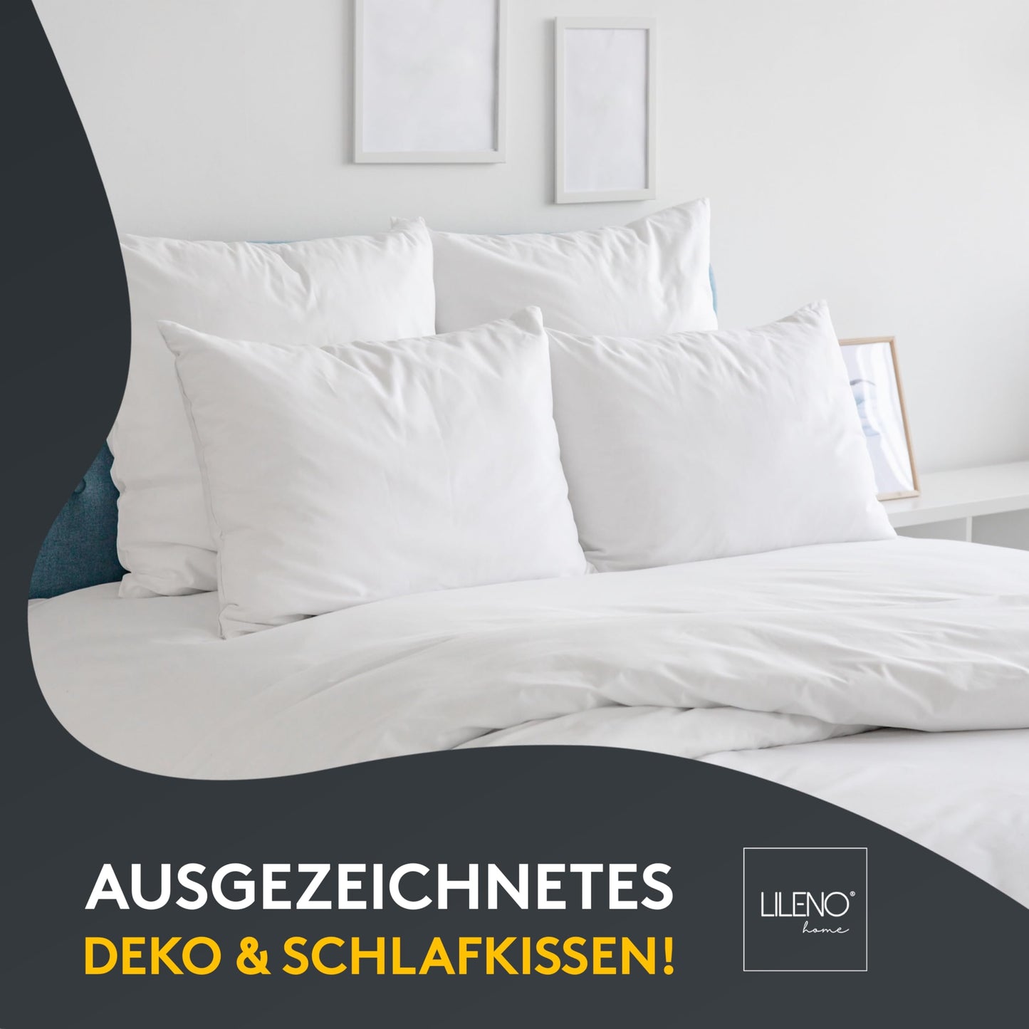 LILENO HOME 4-piece pillow filling 40x50 cm - 40°C washable inner pillow suitable for allergy sufferers - polyester pillow insert for couch pillows, sofa pillows, decorative pillows, and bed pillows.