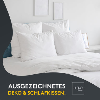 LILENO HOME 4-piece pillow filling 40x50 cm - 40°C washable inner pillow suitable for allergy sufferers - polyester pillow insert for couch pillows, sofa pillows, decorative pillows, and bed pillows.